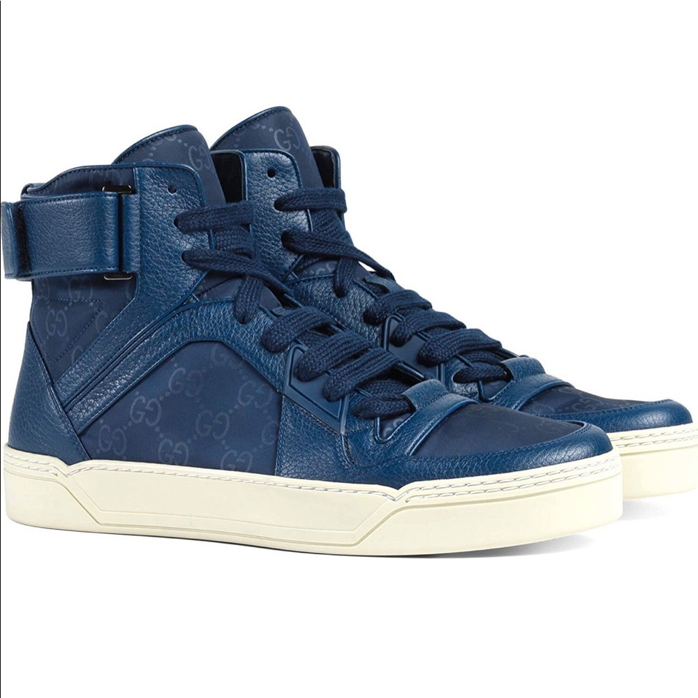 Guccissima Men’s navy nylon hightop sneakers 9